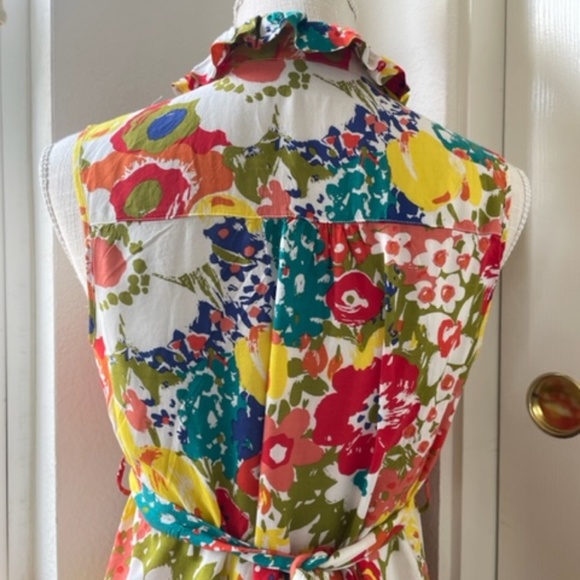 XXI By Forever 21 | Colorful Floral Ruffle Button-Up Sleeveless Dress – Size M - Picture 9 of 16